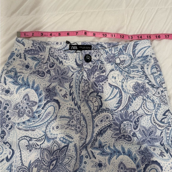NWT Zara Straight Cut Printed Pants in Blue/White - Ref. 1478/029 - Picture 9 of 11